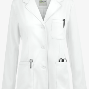 Bata de Consulta con 3 botones, 5 bolsillos, Mujer -Antifluido