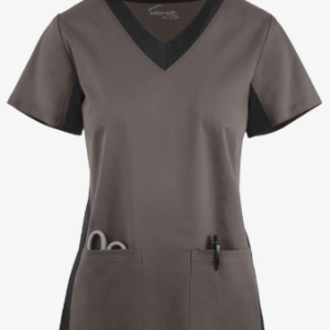 Blusa Medica Butter Soft con cuello V y paneles de tejido, Mujer, Antifluido