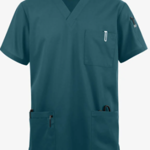 Camisa Medica Butter Soft con cuello V, 6 Bolsillos, Hombre, Antifluido